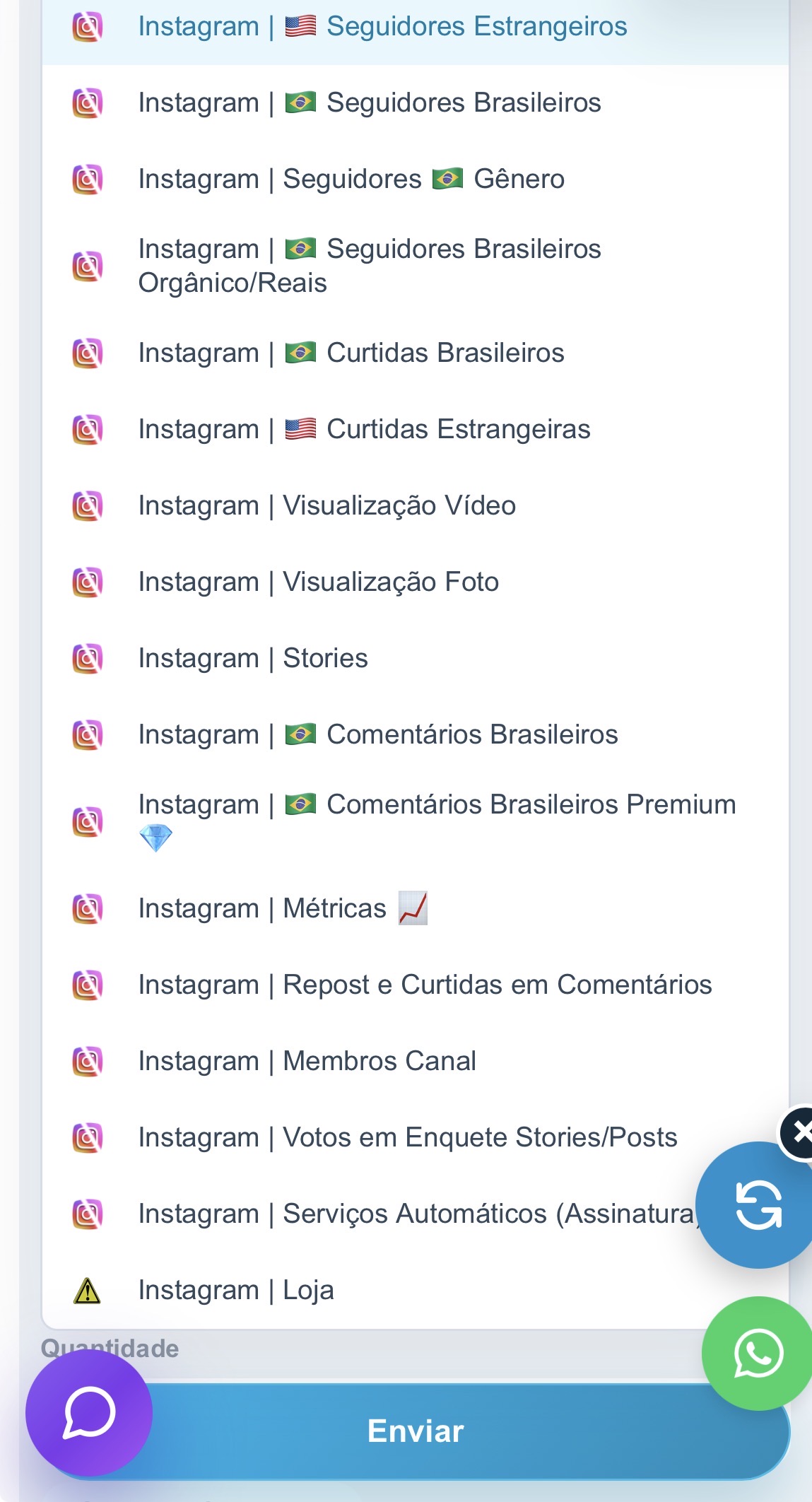 Catálogo da plataforma