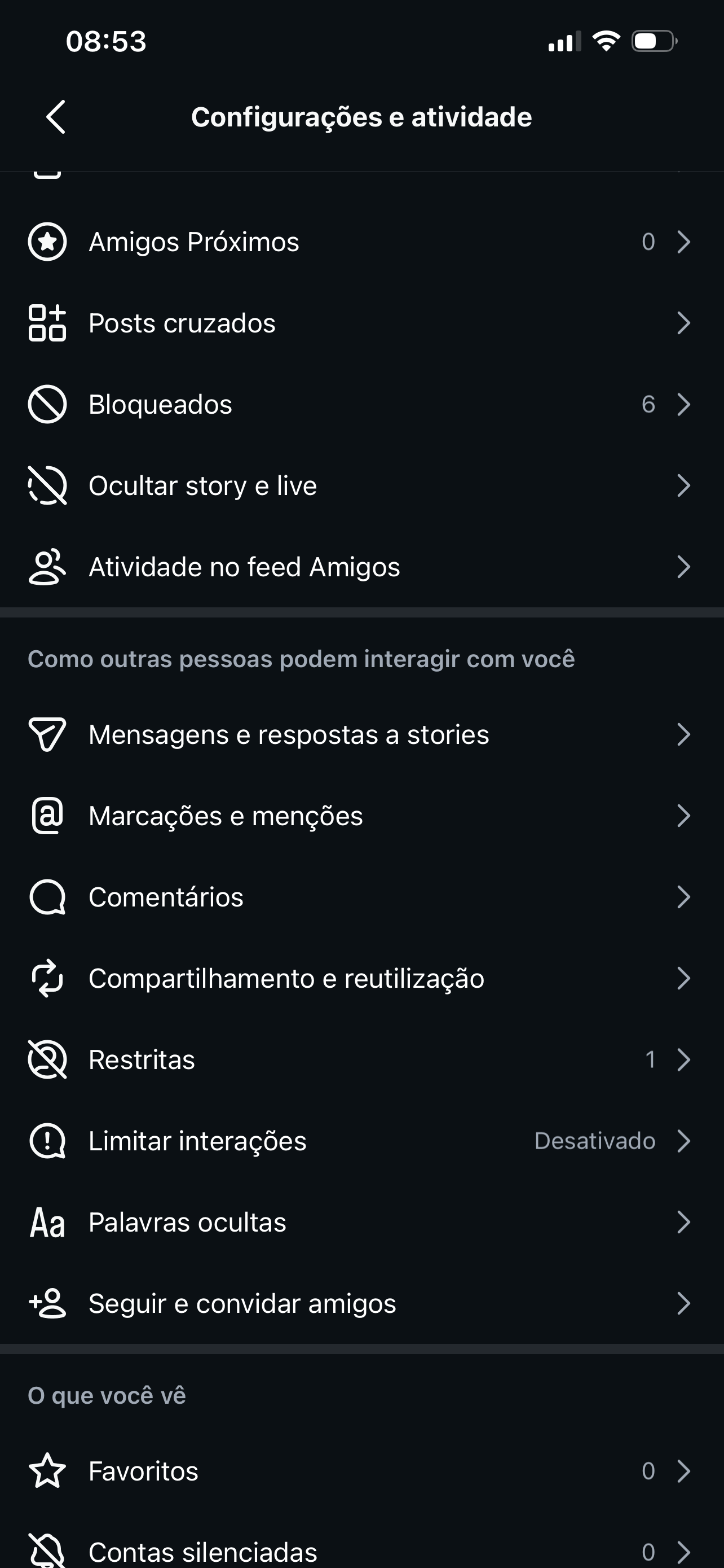 Passo 1: abrir Seguir e convidar amigos no Instagram